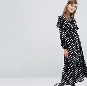 🖤Sister Jane🖤 Polka dot Midi Secretary Tie Dress